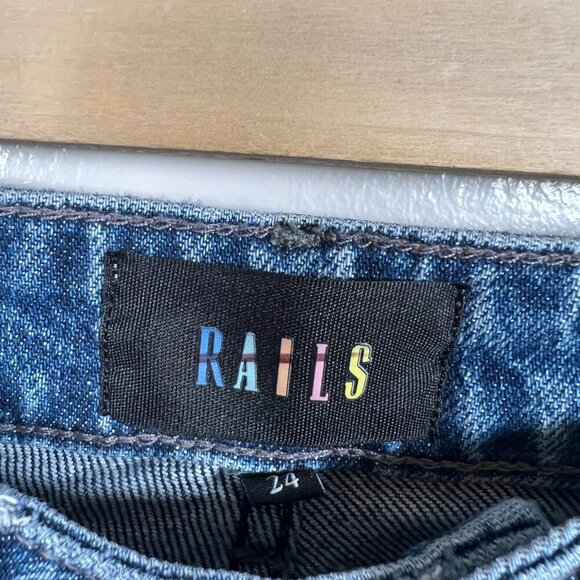 Rails Sunset High Rise Slim Flare Jeans Size 24 Medium Wash Blue Denim - Picture 3 of 11